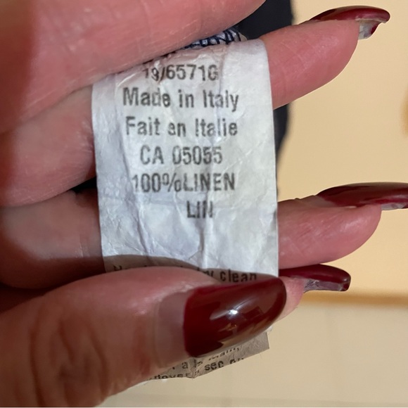 M Made In Italy 100% Linen Sleeveless Ruffled Collar MIDI Dress, Size XL - Picture 9 of 9